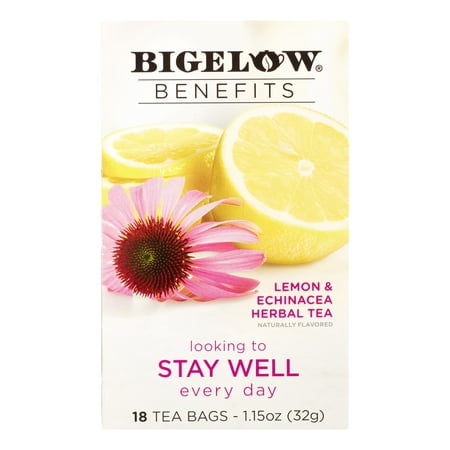 (3 Pack) Bigelow, Benefits Lemon & Echinacea Herbal, Tea Bags, 18