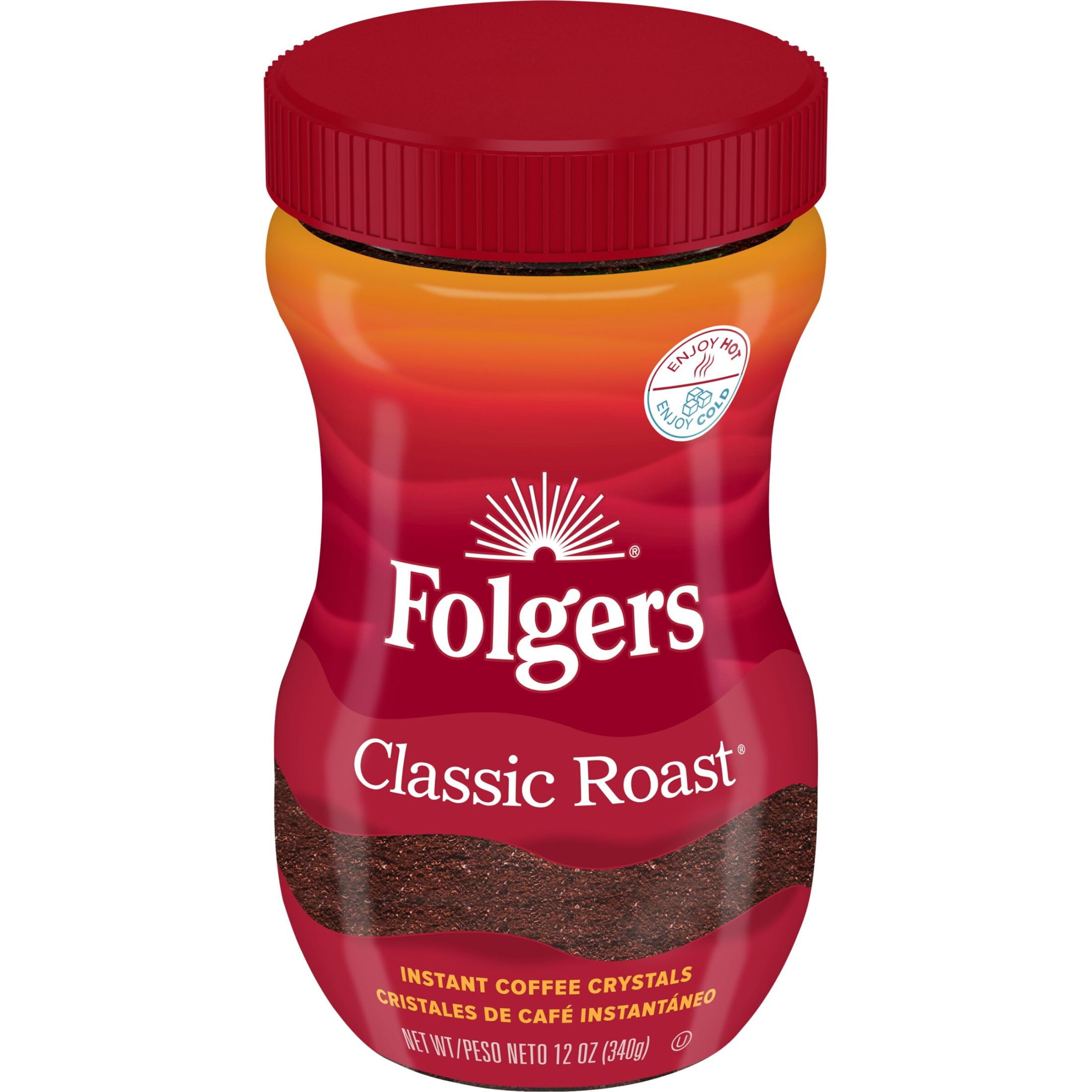 (6 pack) Folgers Classic Roast Instant Coffee, 12 oz Jar