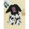 thumbnail image 3 of Bagilaanoe 2pcs Toddler Baby Girl Long Pants Set Letter Print Long Sleeve Sweatshirt Tops + Flare Trousers with Tassels 6M 12M 18M 24M 3T 4T Kids Casual Outfits, 3 of 8