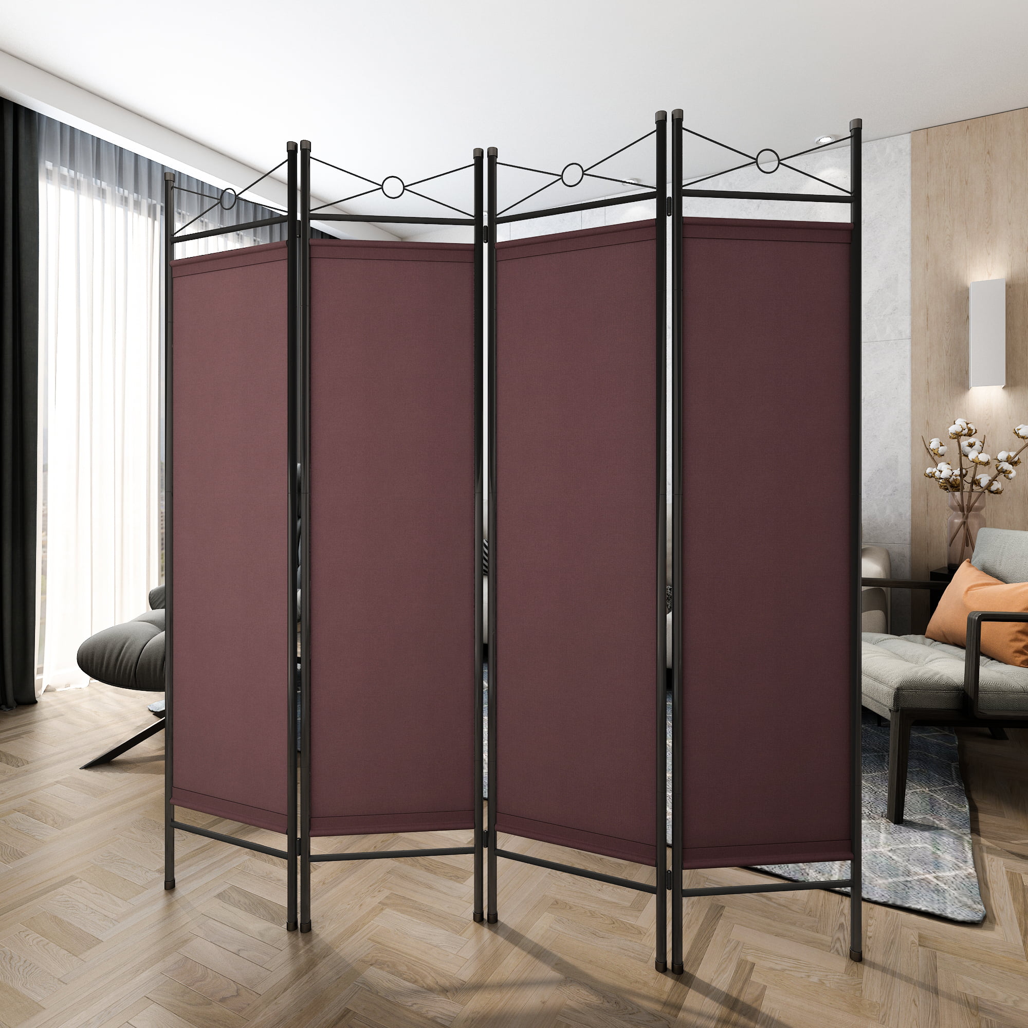 Details about   Folding Wooden Room Screen Divider With 4 Flexible Panels Easy To Move And Store 