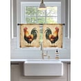 thumbnail image 3 of Sheer Curtains 45 Inch Length 2 Panels Set for Kitchen, Farmhouse Rooster Semi Sheer Curtains for Windows, Retro Country Watercolor Animal Voile Window Treatments Rod Pocket Curtain, 3 of 7