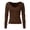 Brown, variant on uikmnh Girls Solid Color Soft Ribbed V-Neck Long Sleeve Casual Tee for Tweens & Big Kids Color:Brown,Size:11-12 Years