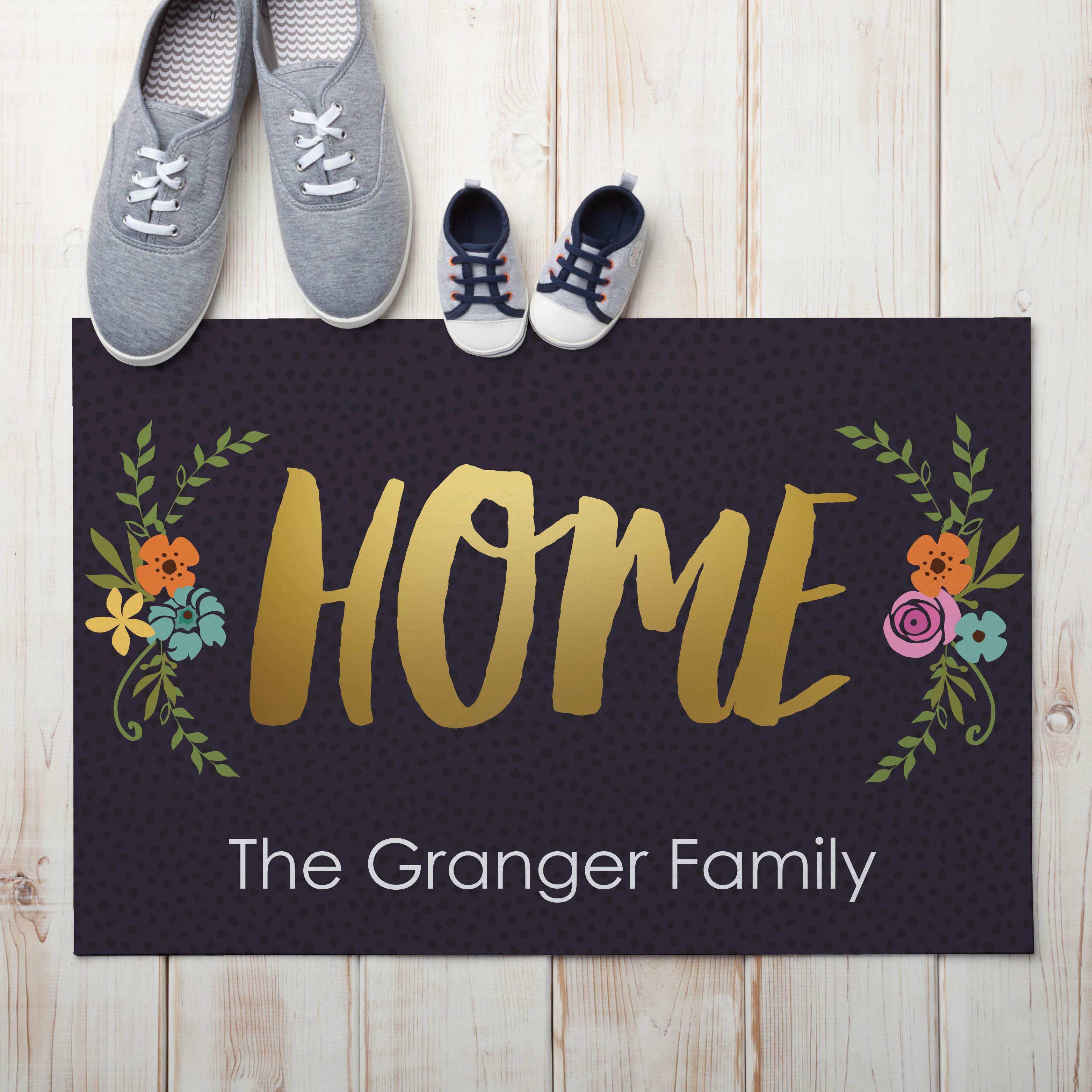 Floral Home Personalized Doormat