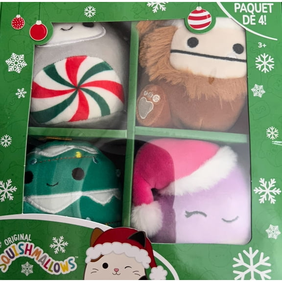 Kellytoy Squishmallows Christmas Squad Limited Edition Collection- 5” Holiday 4 Pack set includes Benny, Nissa, Beula, and Johann