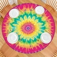 thumbnail image 2 of Colorful Rainbow Tie Dye Spiral Pattern Round Fitted Tablecloth with Elastic Edge,Dining Table Cover Waterproof,Outdoor Round Tablecloth for Camping,Dining,Indoor and Outdoor, 2 of 7