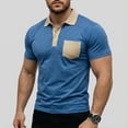 thumbnail image 2 of FRSASU Men's Short Sleeve Polo Shirts Casual Summer Button Basic Shirt Classic Golf Stylish Tops with Pocket Blue, 2 of 6