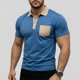 thumbnail image 2 of Camisas de Manga Corta de los Hombres Casual Color Bloqueado Botón de Solapa de Bolsillo Casual Top Transpirable, Manga Corta Tops de Verano para el Ejercicio, 2 of 6