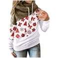 thumbnail image 2 of Femmes Noël Imprimé Pull à Capuche Manches Longues Cordon à Capuche Tops Sweat-Shirt, 2 of 5