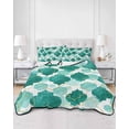 thumbnail image 2 of Full Size Quilt Bedding Set, Green Geometric Moroccan Reversible Summer Quilt 3 Pieces, Abstract Art Teal Ombre Modern Lightweight Bedspreads Coverlets with 2 Pillow Shams for All Seasons, 2 of 5