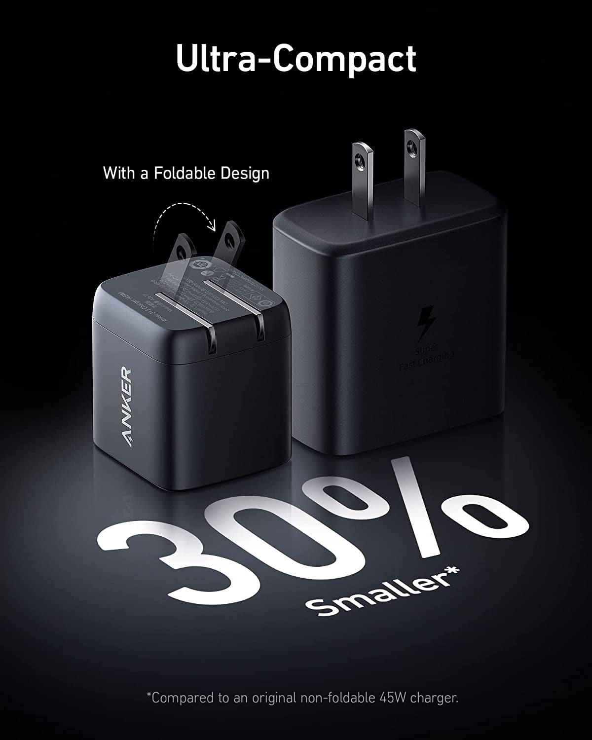 Anker 45W USB C Charger, Foldable PPS Fast Charger for iPhone 17/16 and More Series, Supports Super Fast Charging 2.0 for Galaxy S24 Ultra, Cable Not Included