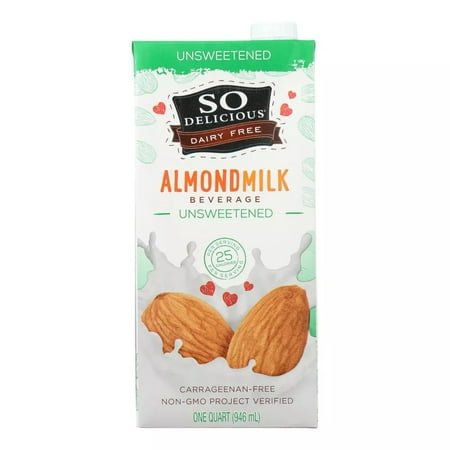 So Delicious Dairy-Free Almond Milk Beverage, Unsweetened, 32 oz. Bottle, Shelf-Stable