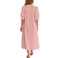 thumbnail image 7 of Ayolanni V-Neck Women Summer Dresses Flutter Sleeve Short Sleeve Dressy Solid Maxi Shift Dress Ruched Workout Knee Length Wedding Guest Flowy Sundress Pink S, 7 of 7