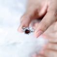 thumbnail image 6 of Rosec Jewels Natural Garnet Flower Engagement Ring (1.7 Carat, AAA Quality) - Bezel Set Garnet Solitaire Ring for Women, 14K White Gold, US 7.00, 6 of 9