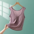 thumbnail image 2 of Staron Summer Tank Tops for Women Casual Loose Round Neck Sleeveless Basic Solid Color Comfy with Padded Bra, Purple XL, 2 of 5