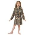 thumbnail image 6 of FORMRS Niños Bathrobe Unisex Hooded Robe Soft Plush Pajamas Sleepwear, Size 2-3T, Beige Geometric, 6 of 7