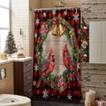 thumbnail image 3 of Shower Curtain 54"W x 78"L Christmas Cardinals Wreath Red Plaids Fabric Shower Curtains Set with Hooks Water Repellent Bathroom Curtains Machine Washable Bathroom Accessories, 3 of 7