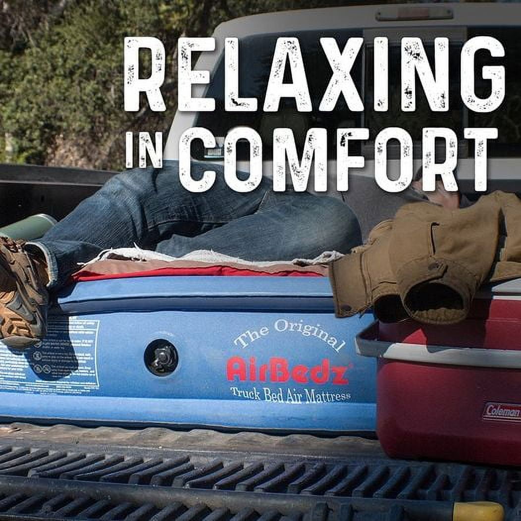 Airbedz by Pittman Outdoors - Truck Bed Air Mattress Mid Size 6.0-6.5' Ft Bed With Built-In Rechargeable Battery Air Pump Blue