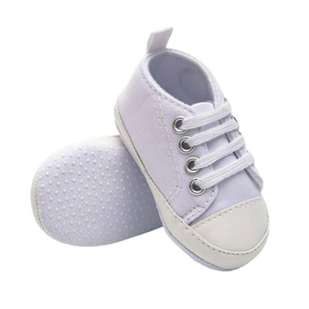 POIUYTR Baby Girls Boys Canvas Sneakers Soft Sole Anti-Slip Crib Shoes High Top Ankle Infant First Walking Shoes