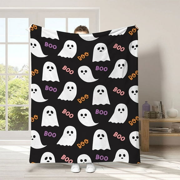 Tiruiarec Halloween Blanket, Cute Halloween Spooky Throw Blanket, Lightweight Cozy Flannel Blanket, Fall Throw Blankets for Couch Sofa Bed Home Decorations, 40"X 30"