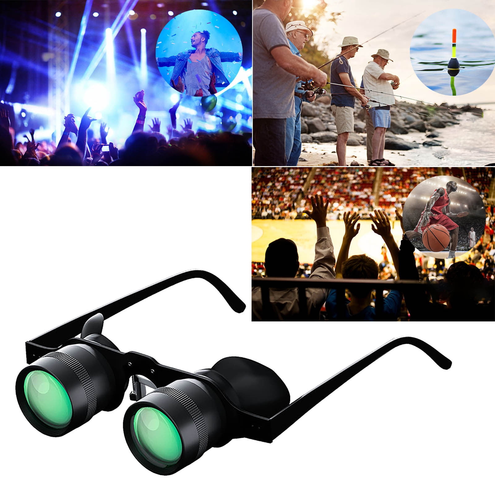 Uutvmp Hands Binocular Glasses for Fishing, Bird Watching, Sports, Concerts, Theater, Opera, TV, Sight Seeing, HD Lens with 3 Color Filters, Adjustable Focus