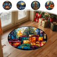thumbnail image 1 of Bowayaoa Christmas Theme Living Room Carpet, Round Holiday Reindeer Doormat for Home Decor, Soft Washable Floor Mat for Bedroom Sofa Coffee Table Area Rug, 1 of 8