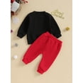 thumbnail image 4 of Cenuakty Toddler Boys 2PCS Pants Sets Long Sleeve Letter Print Sweatshirt and Drawstring Pants Sets, 4 of 9