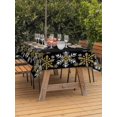 thumbnail image 2 of Outdoor Tablecloth with Umbrella Hole and Zipper, Christmas Black Rectangle Table Cloth 60x102 Inch Waterproof Tablecloth, Xmas White Golden Snowflakes Retro Rustic Picnic Table Cover for Patio, 2 of 7