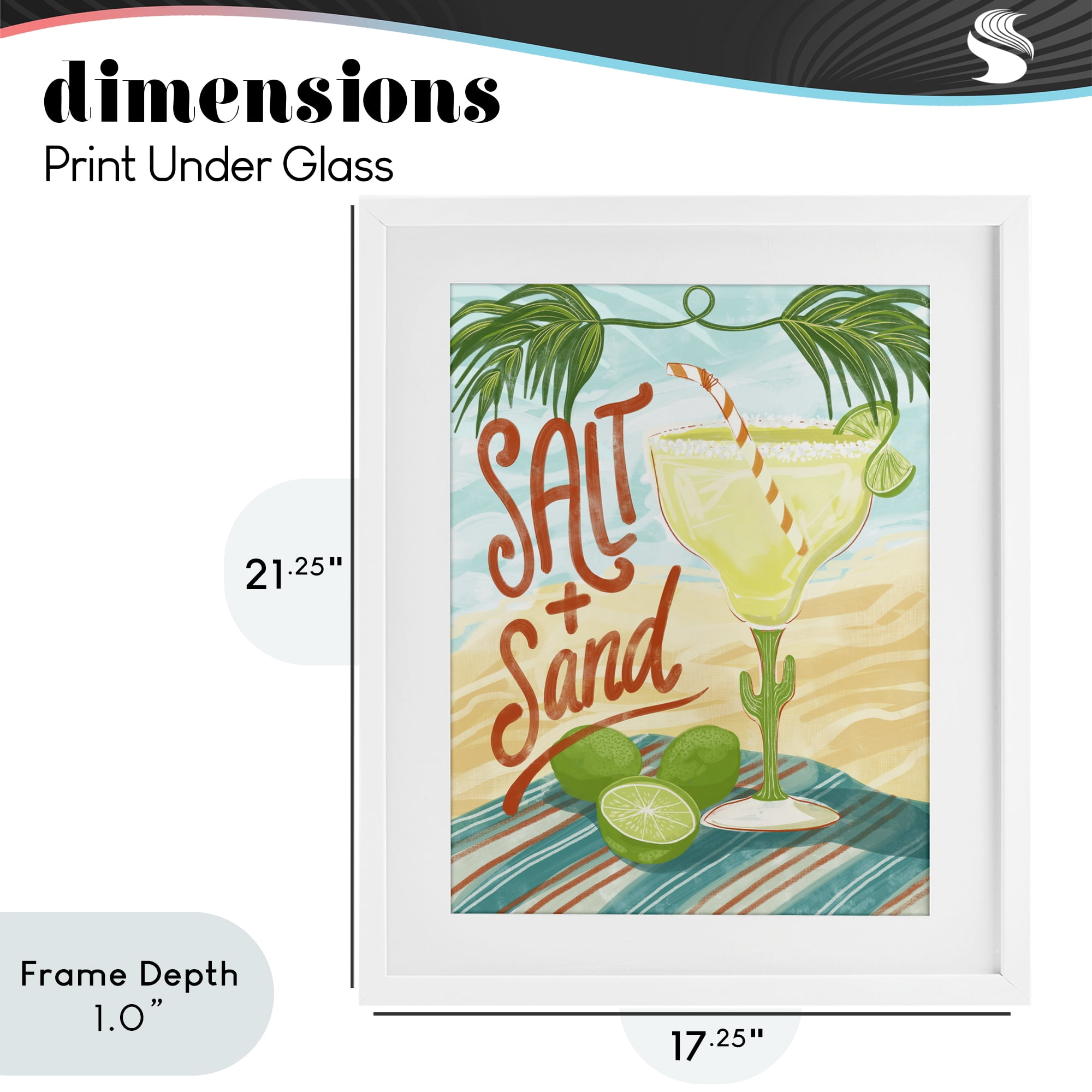 Stupell Industries Salt & Sand Margarita White Framed Print Under Glass, design by Connie Summers