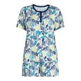 thumbnail image 2 of Joyspun Women's and Women’s Plus Sleep Henley Tee and Boxer Shorts Pajama Set, 2-Piece, Sizes XS-3X, 2 of 2
