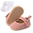 thumbnail image 3 of Baby Girl Shoes Crib Shoes Cotton Anti-slip Sole Newborn Toddler First Walkers Shoes + a Pair Sock 0-18M, 3 of 5