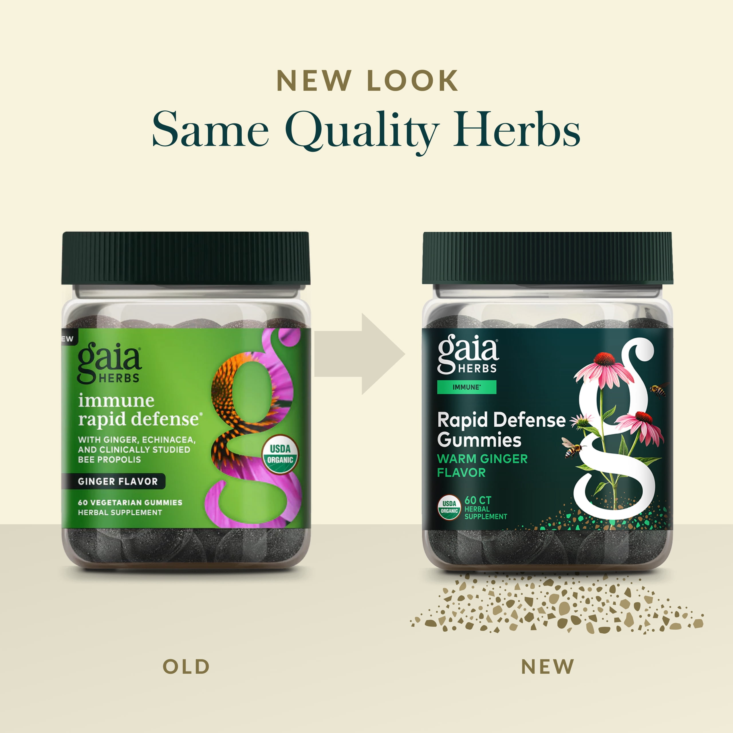 Gaia Herbs Organic Immune Rapid Defense Gummies - Supports Immunity - With Propolis, Ginger, and Echinacea - 60 Count (30-day Supply)