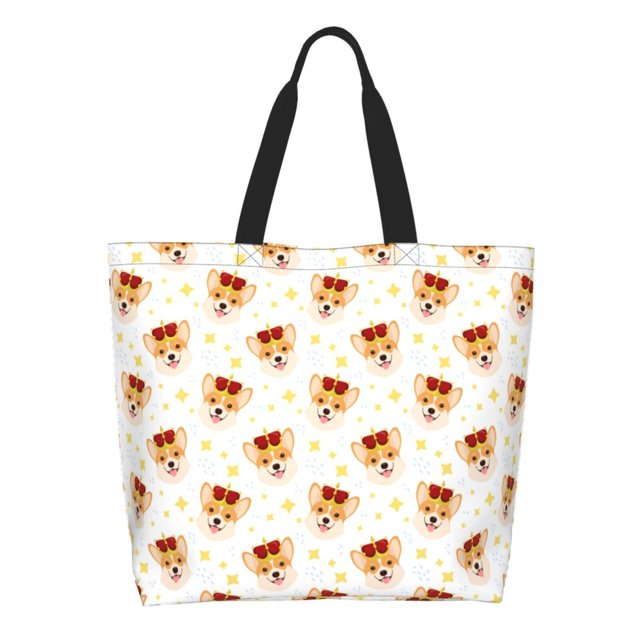 Balery Funny Corgi Bolsa Tote Estilo Estético con Cremalleras, Bolsa de Hombro, Bolsa de Compras Grande y Plegable