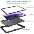 thumbnail image 3 of Dteck Case for Samsung Galaxy Tab S7 FE SM-T730/T736B 12.4-inch 2021,Shockproof Rubber Armor Case 3-Layer Protection Hybrid Drop-Proof Kickstand Cover for Galaxy S7+ SM-T970 12.4",Black, 3 of 8