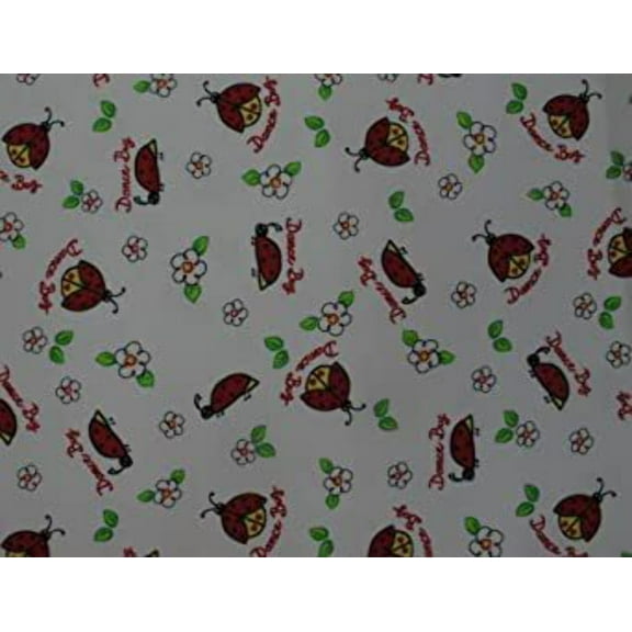 Lady Bugs White 60" Wide Flannel Fabric
