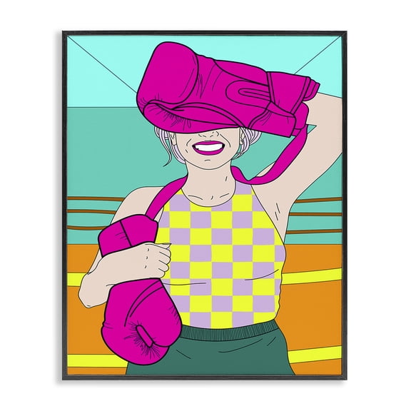 Stupell Industries Eclectic Bold Kickboxing Woman Black Framed Giclee Art, 11 x 14, by Grace Popp