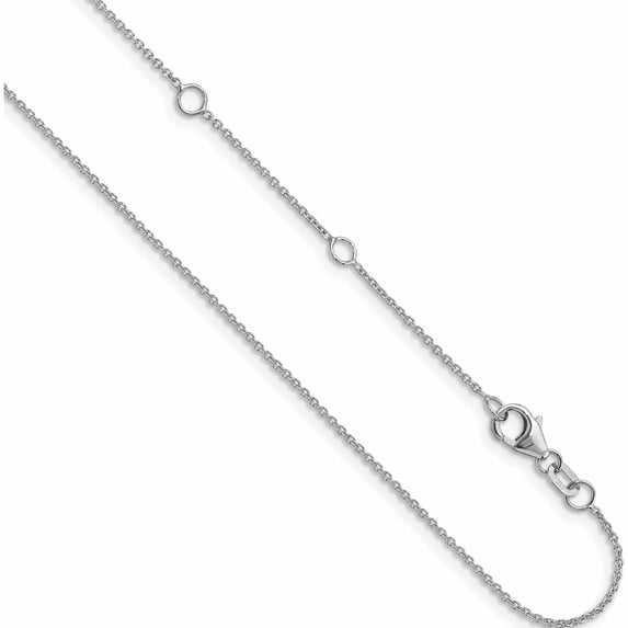 14K White Gold Jbsp's 1.25mm Round Cable 1In+1In Adjustable Chain (18 X 1.1) Made In Italy 1354-16+2
