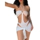 thumbnail image 4 of VISgogo - Conjunto de 2 piezas de verano para mujer, color sólido con recortes y corbata halter + conjunto de minifalda envuelta VISgogo moda, 4 of 9