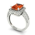 thumbnail image 2 of 2.78 ct Emerald Cut Simulated Red Diamond with Simulated Diamond Halo Accents 18K White Gold Womens Engagement Ring, 2 of 5