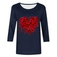 thumbnail image 4 of Dasayo Blue Ladies Tops Cute Valentine's Day 3/4 Sleeve Blouses Heart Spring Comfortable Tops Women's Blouses XL, 4 of 5