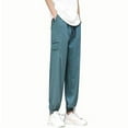 thumbnail image 6 of M-5X Plus Size Mens Big & Tall Pants with Pockets Casual Lightweight Drawstring Elastic Waist Solid Tapered Leg Loungewear Athletic Pant, 6 of 7