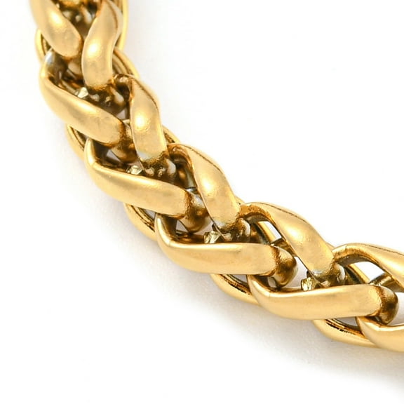 5 pc 304 Stainless Steel Wheat Chain Bracelets for Women Real 18K golden Plated 6-1/2 inch(16.6cm)