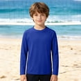 thumbnail image 2 of Byoo Little Boys Quick Dry Rash Guard UPF 50+ Solid Long Sleeve Swim Shirt Swimwear for Kids,Blue, 2 of 8