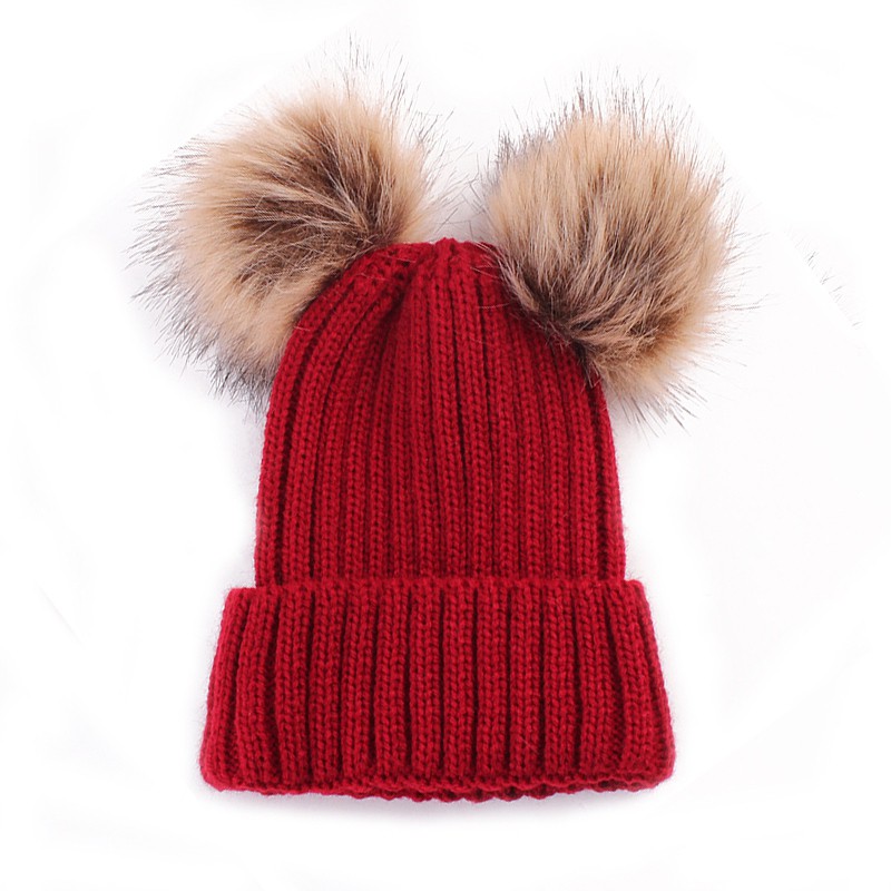 boys red bobble hat
