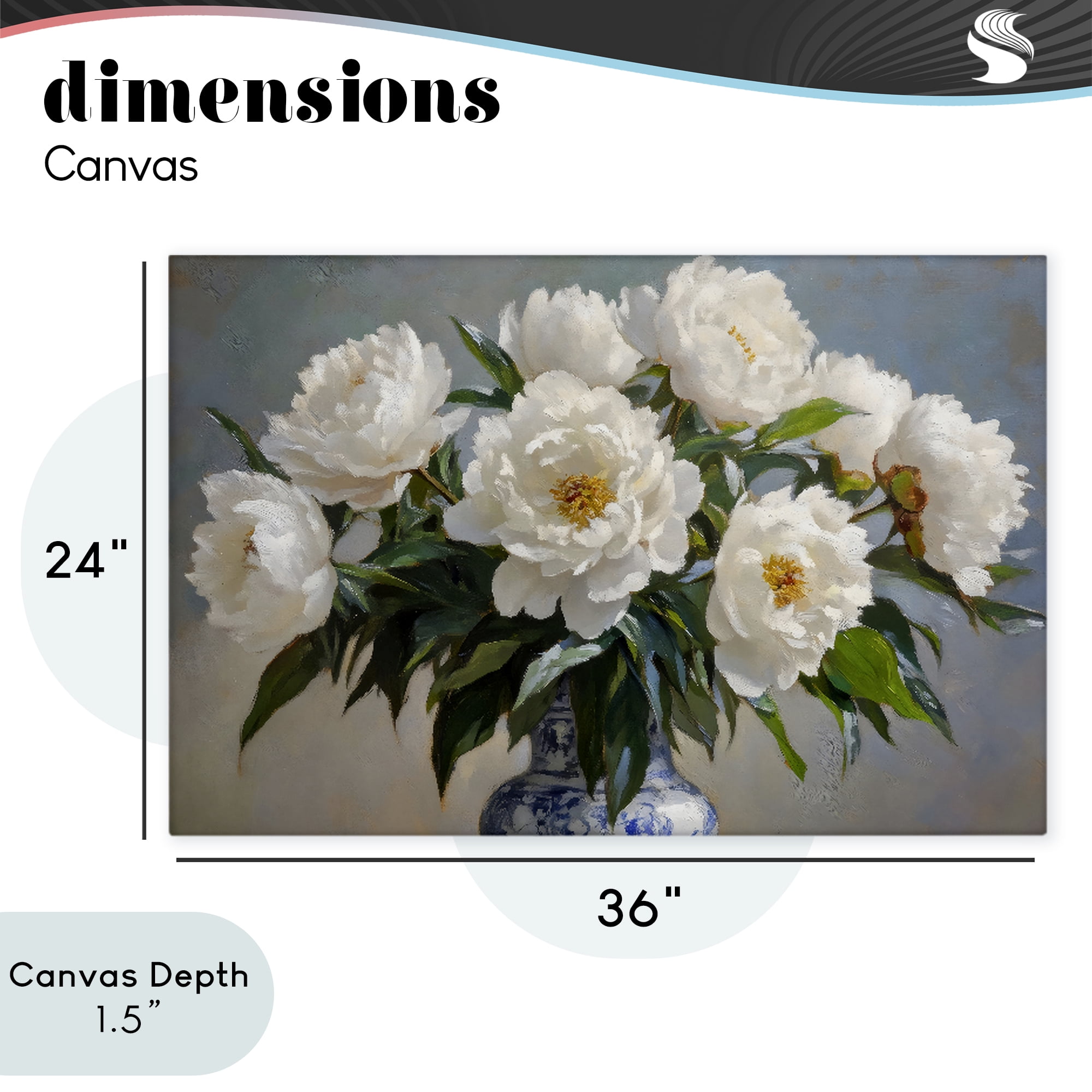 Stupell Industries In Full Bloom White Peonies Canvas Wall Art, design by Petal Prints Design
