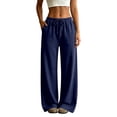 thumbnail image 3 of ZHOGXU Casual Wide Leg Drawstring Pants Womens With Elastic Waist Loose Straight Trousers Solid Color Sport Sweatpants Comfortable Everyday Wear, 3 of 7