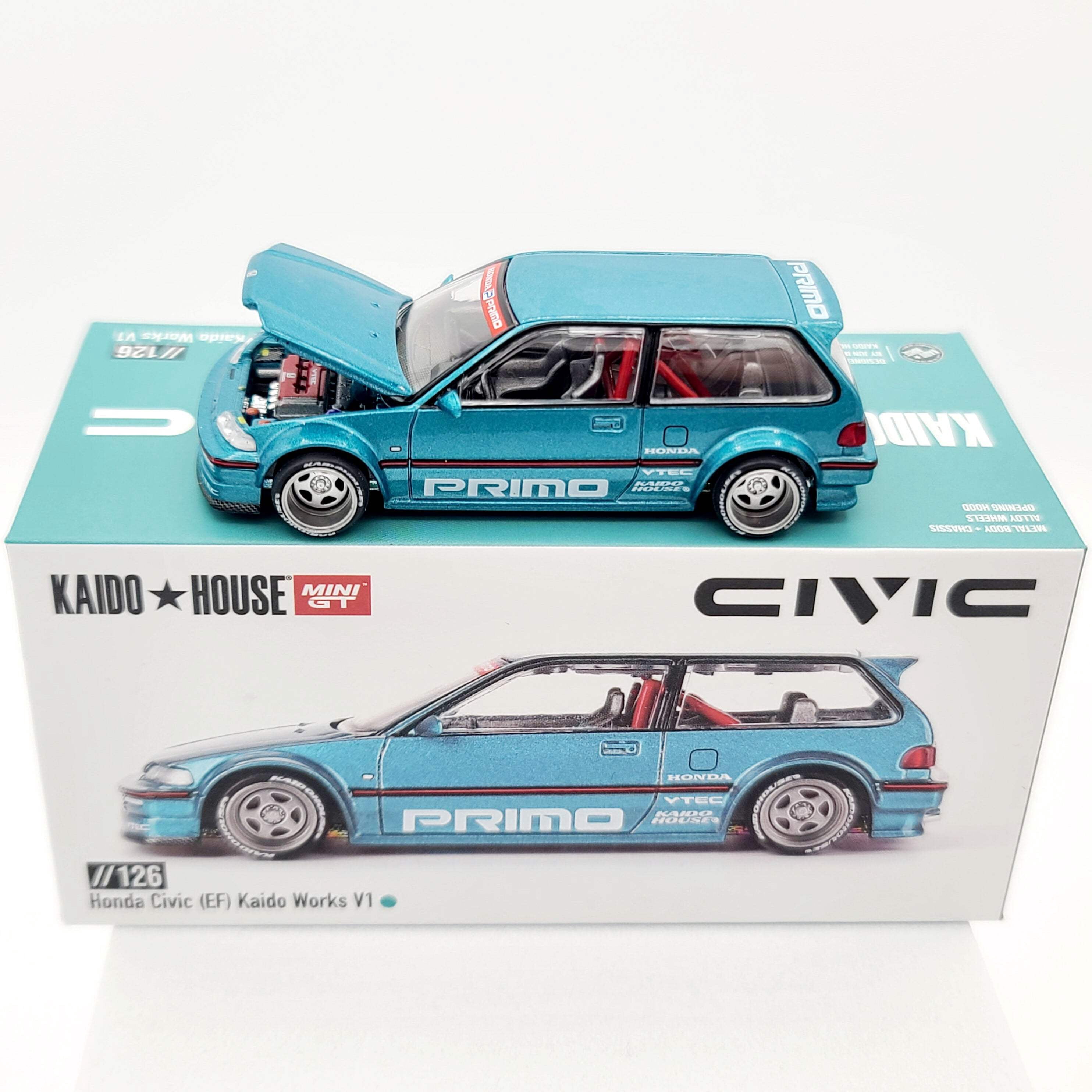 Honda Civic (EF) Kaido Works V1 ミニカー MINIGT, Honda Civic EF Kaido Works V1, 1:64 Scale, Blue - Walmart.com