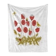 thumbnail image 1 of Floral Soft Flannel Fleece Throw Blanket, Poppies Dragonflies Butterflies Ladybug, Cozy Plush for Indoor and Outdoor Use, 50" x 60", Coral Pale Khaki White, by Ambesonne, 1 of 5