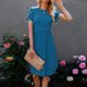 thumbnail image 1 of Vestido midi de cuello redondo, vestido midi de cuello redondo de verano, vestido midi informal con dobladillo cruzado y ribete de encaje, diseñado para la precisión, 1 of 6