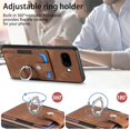thumbnail image 5 of For Google Pixel 9a Phone Case Wallet with Card Holder,PU Leather Metal Ring Buckle Holder Kickstand  Women Men Magnetic Cover,Brown,For Pixel 9a, 5 of 6