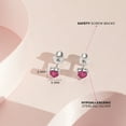 thumbnail image 4 of CZ Heart Solitaire Simulated Ruby Earrings Screw Back - Sterling Silver, 4 of 6